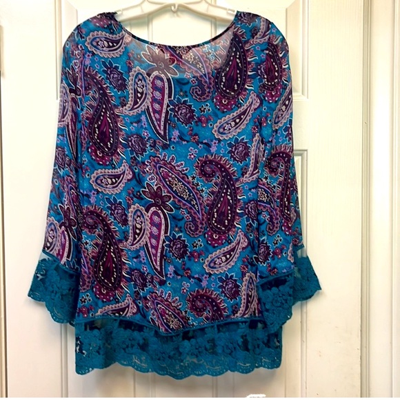 🆕 🚩 NWOT Sundance GORGEOUS Reina Paisley Silk Blouse.  Size Small - Picture 2 of 10